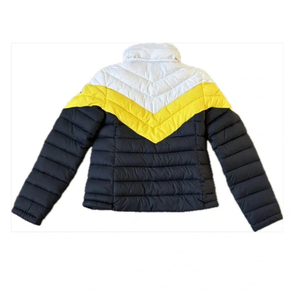 Superdry Colour-Block Fuji Puffer Jacket Size 6 Navy, Yellow, White NWT - Picture 7 of 10